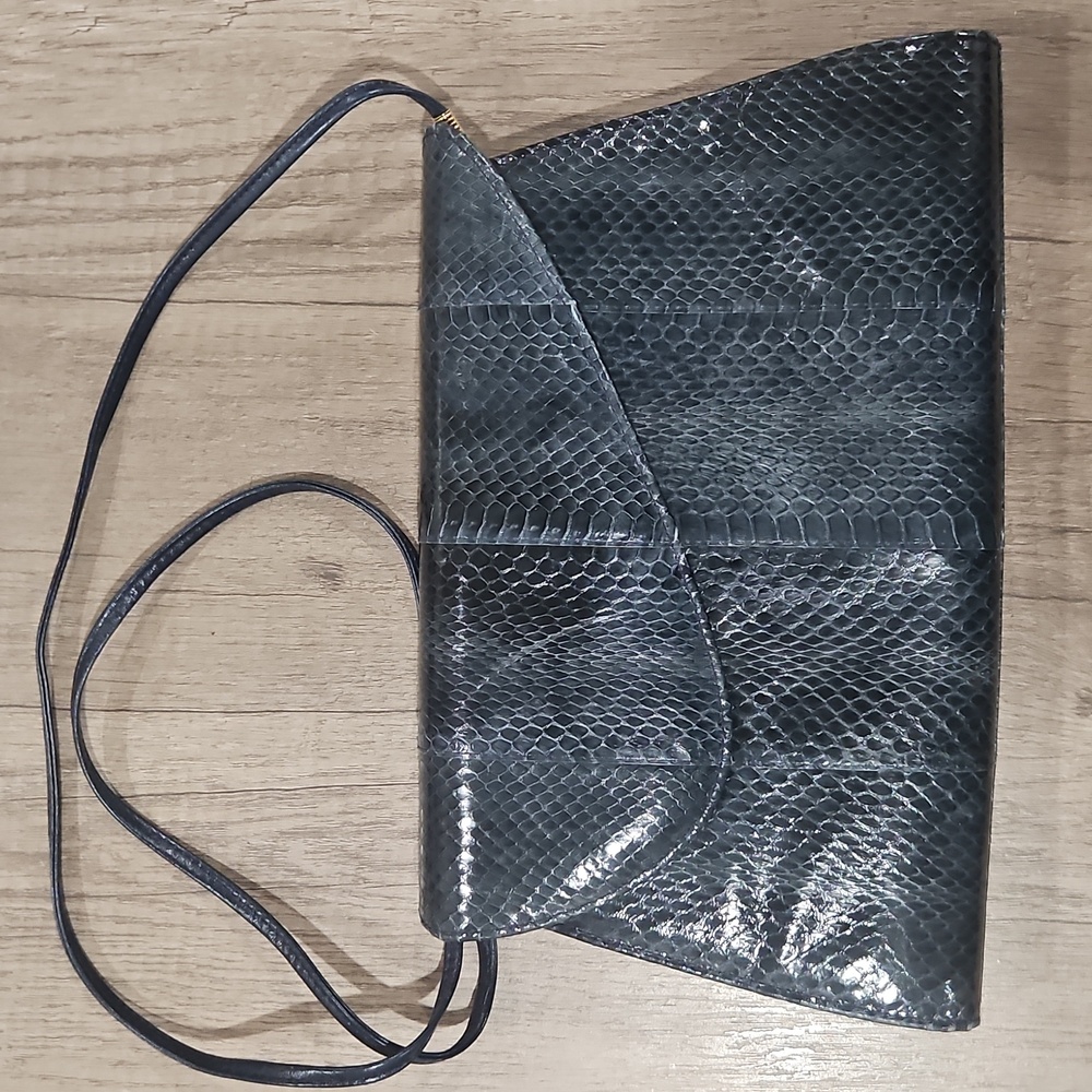 Vintage Jasmin Snakeskin Leather Clutch or Shoulder Bag